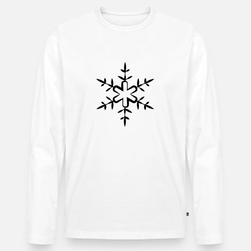 Schneeflocke - Männer Premium Bio Langarmshirt - Weiß