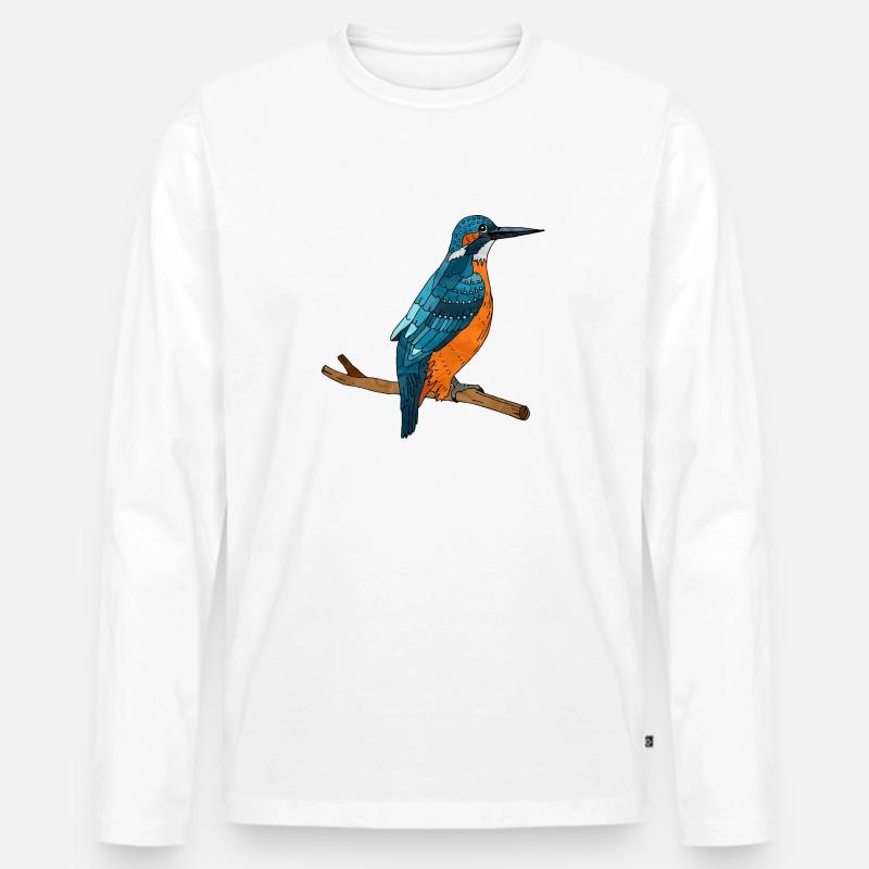Bunter Vogel - Männer Premium Bio Langarmshirt - Weiß