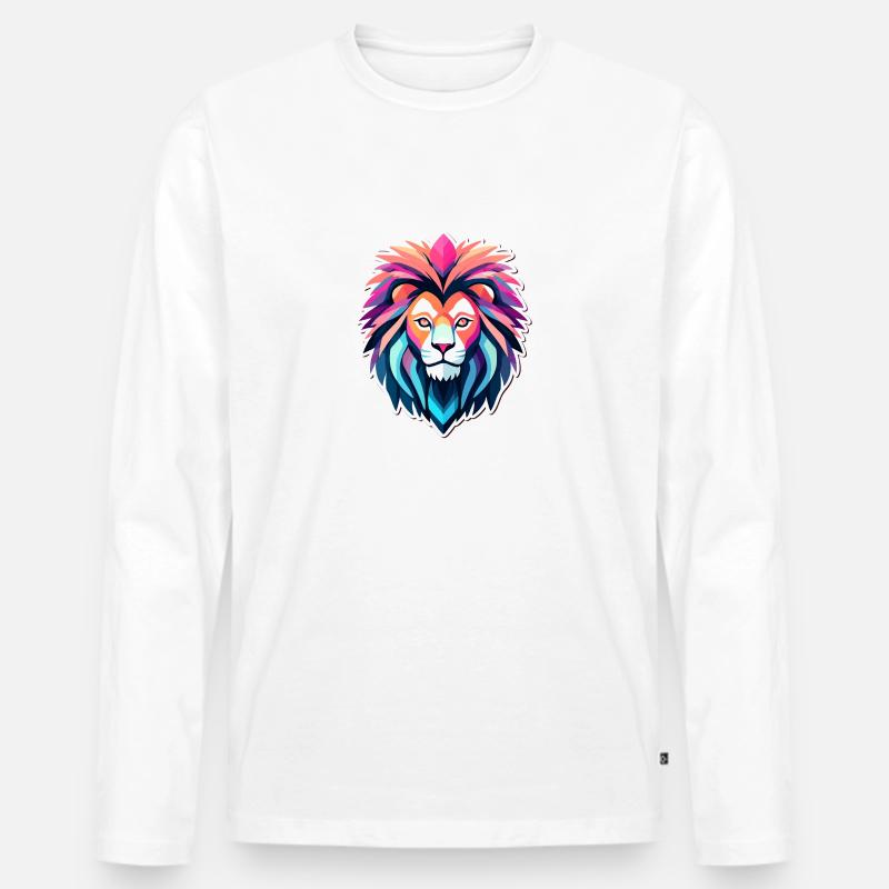 Löwe Zeichnung - Männer Premium Bio Langarmshirt - Weiß