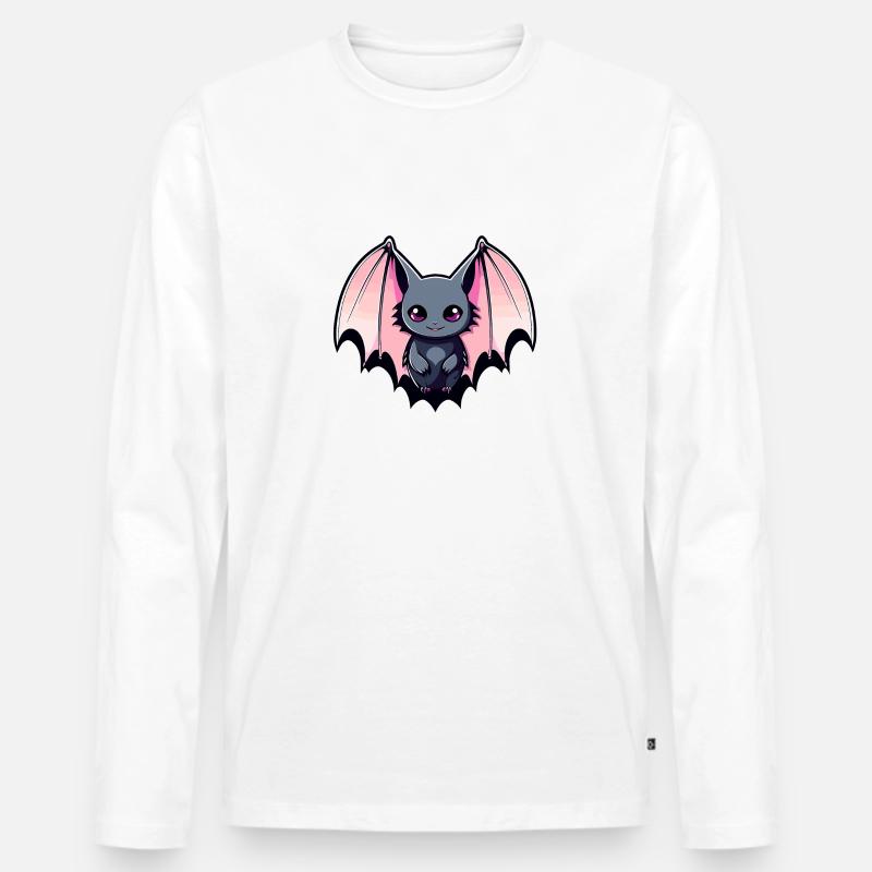 Fledermaus Illustration - Männer Premium Bio Langarmshirt - Weiß