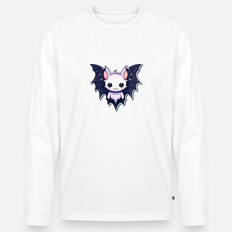 Fledermaus Illustration - Männer Premium Bio Langarmshirt - Weiß