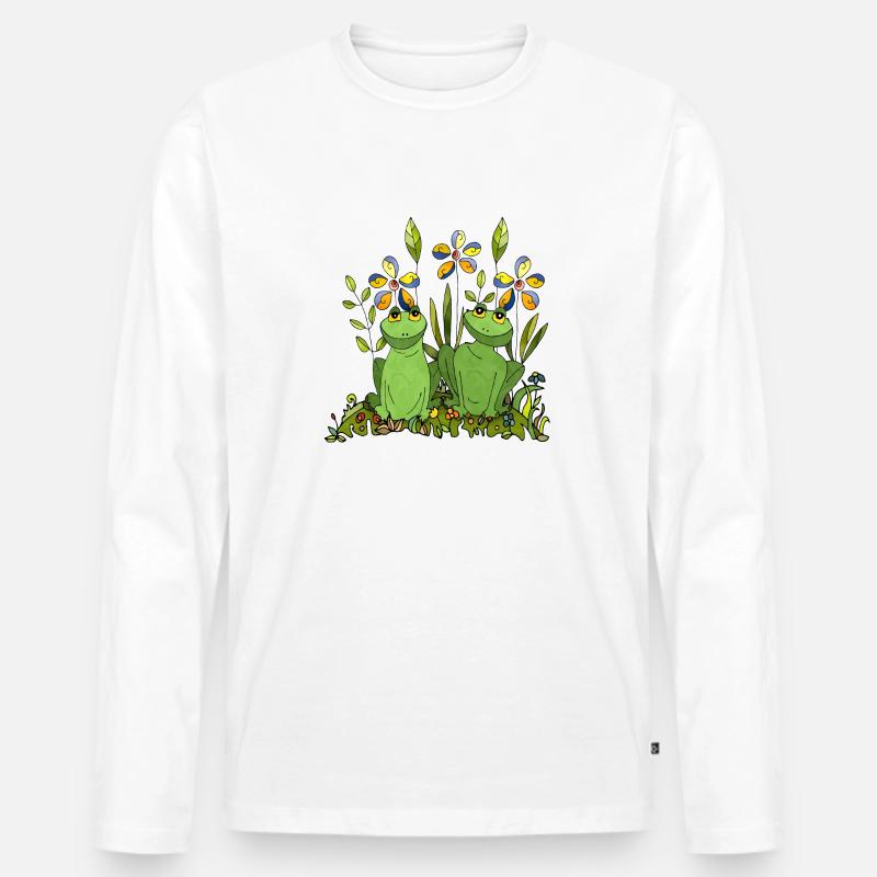 Frösche - Männer Premium Bio Langarmshirt - Weiß