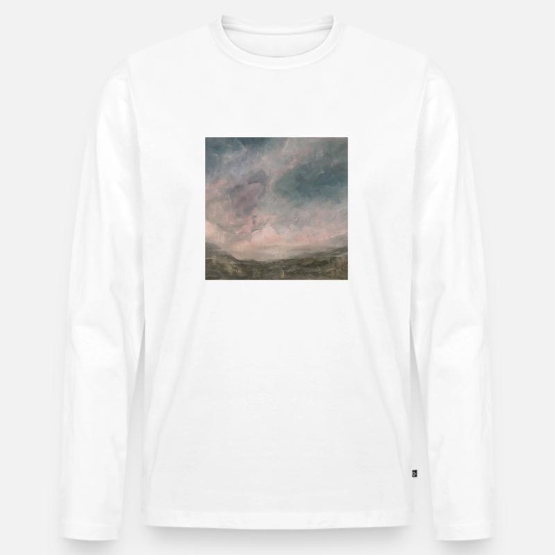 Abstrakter Himmel rosa - Männer Premium Bio Langarmshirt - Weiß