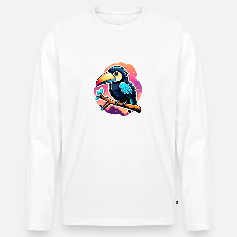 Tukan Vogel Illustration - Männer Premium Bio Langarmshirt - Weiß