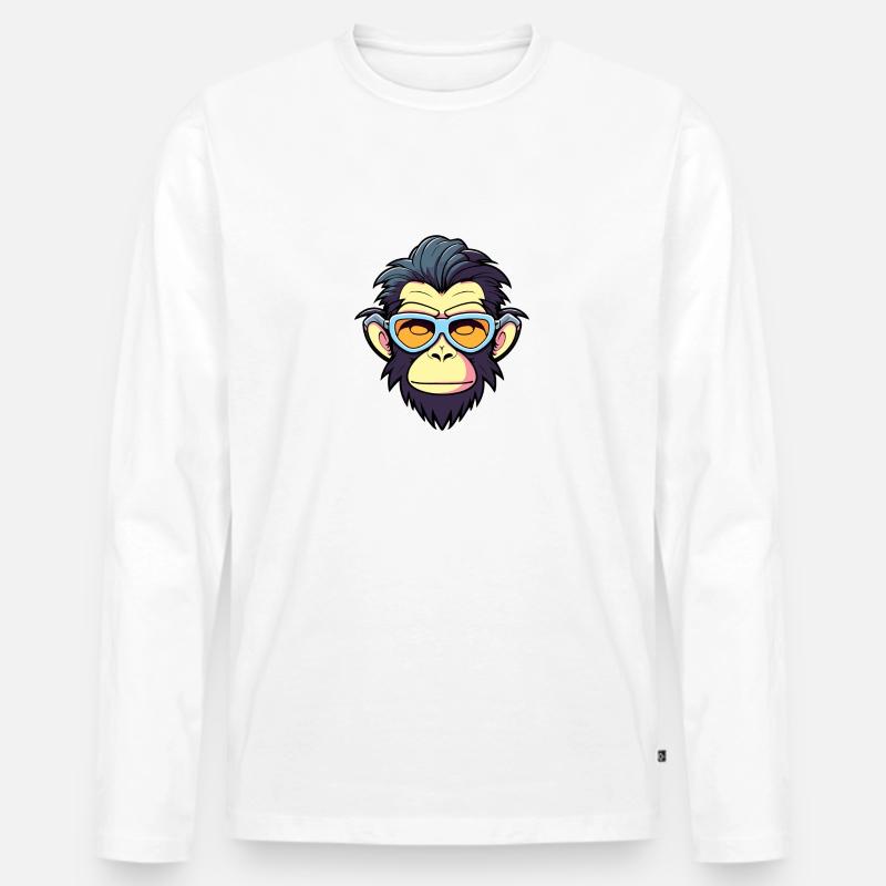 Affe Illustration - Männer Premium Bio Langarmshirt - Weiß