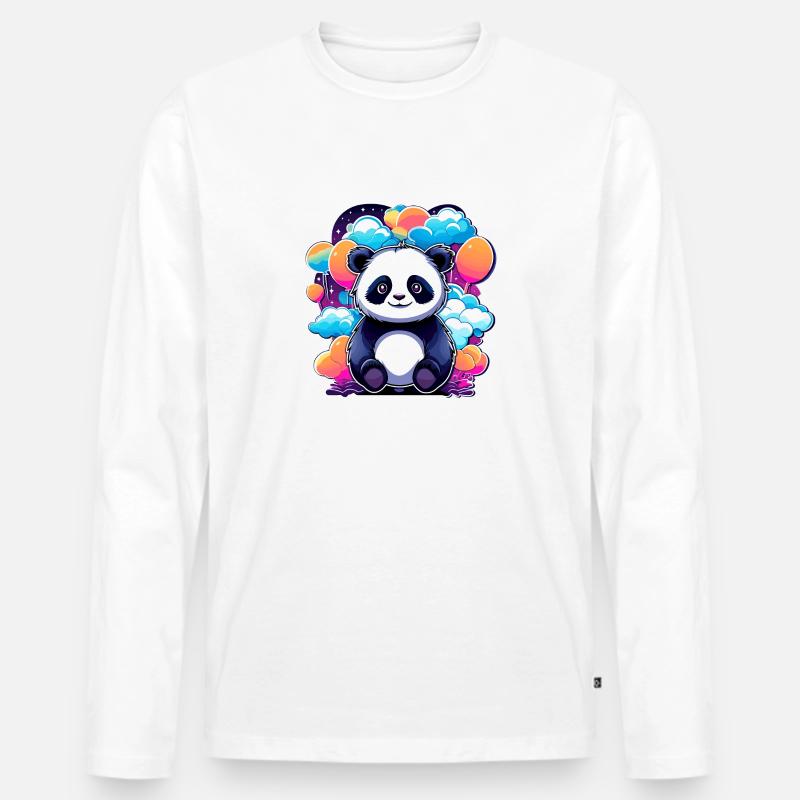 Panda Zeichnung - Männer Premium Bio Langarmshirt - Weiß