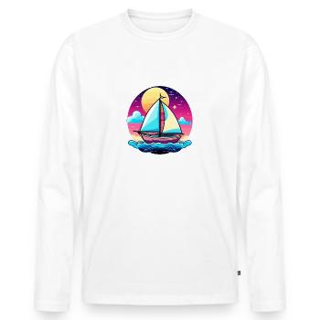 Sailboat Illustration - Men's Premium Organic Long Sleeve Shirt - white - Front - Nico (187cm)