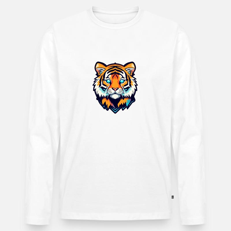 Tiger Illustration - Männer Premium Bio Langarmshirt - Weiß