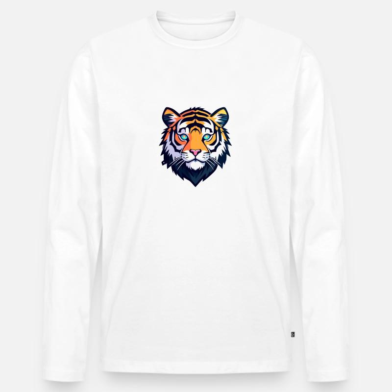 Tiger Illustration - Männer Premium Bio Langarmshirt - Weiß