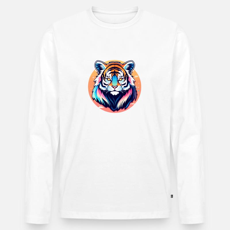 Tiger Illustration - Männer Premium Bio Langarmshirt - Weiß