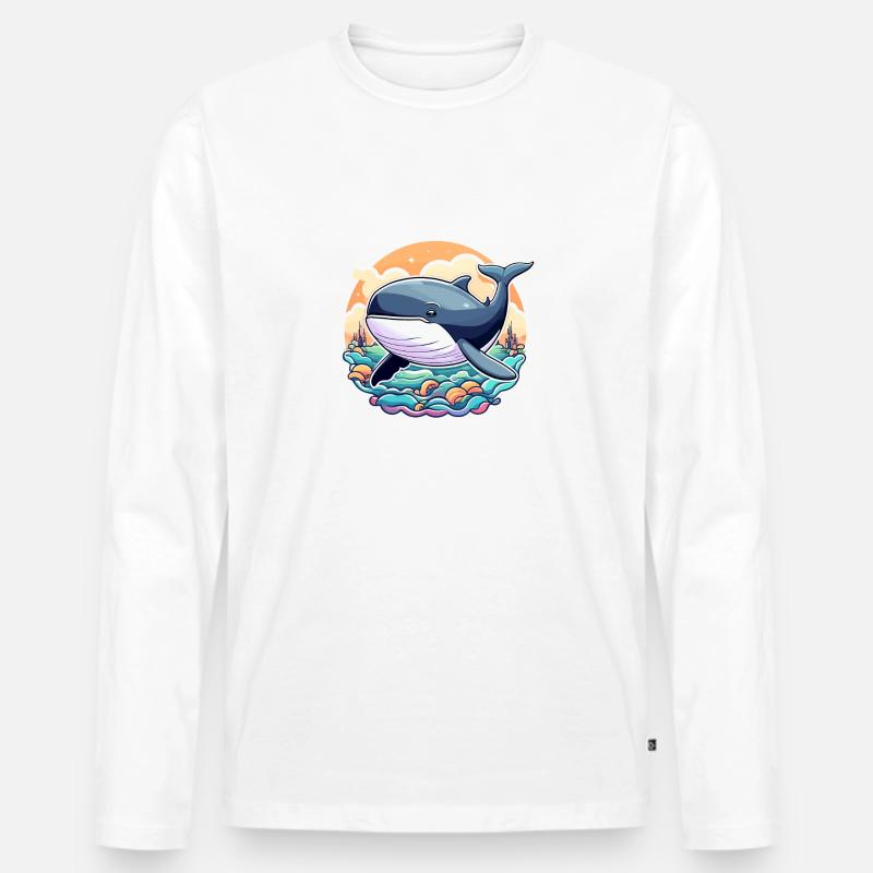 Wal Illustration - Männer Premium Bio Langarmshirt - Weiß