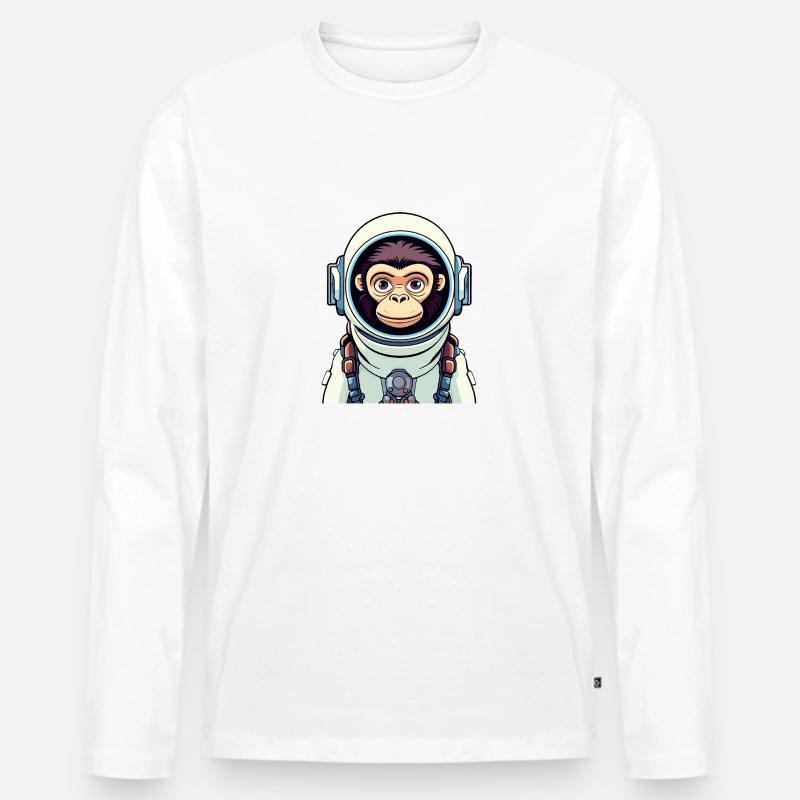 Affe Astronaut Illustration - Männer Premium Bio Langarmshirt - Weiß