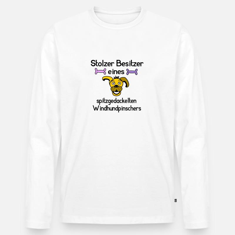 Spitzgedackelter Windhundpinschers - Männer Premium Bio Langarmshirt - Weiß