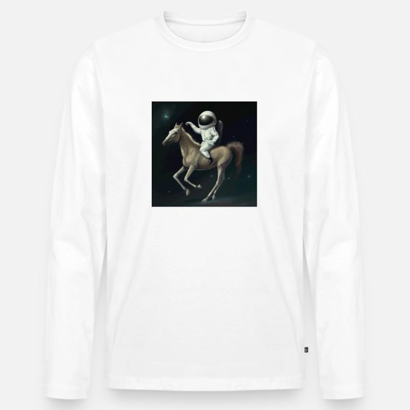 Astronaut auf einem Pferd - Männer Premium Bio Langarmshirt - Weiß
