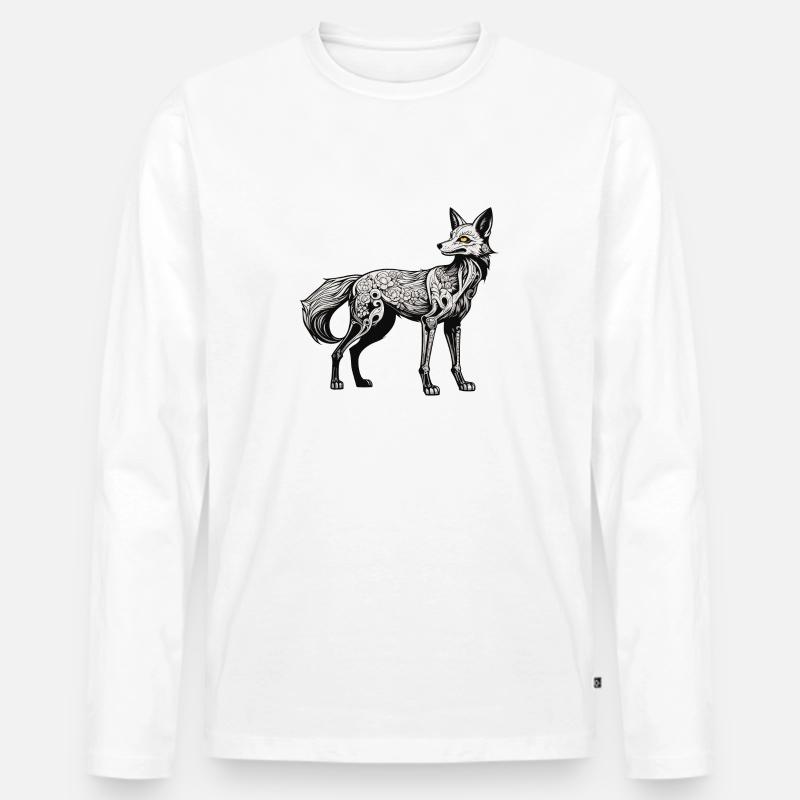 Fuchs Skelett Illustration - Männer Premium Bio Langarmshirt - Weiß