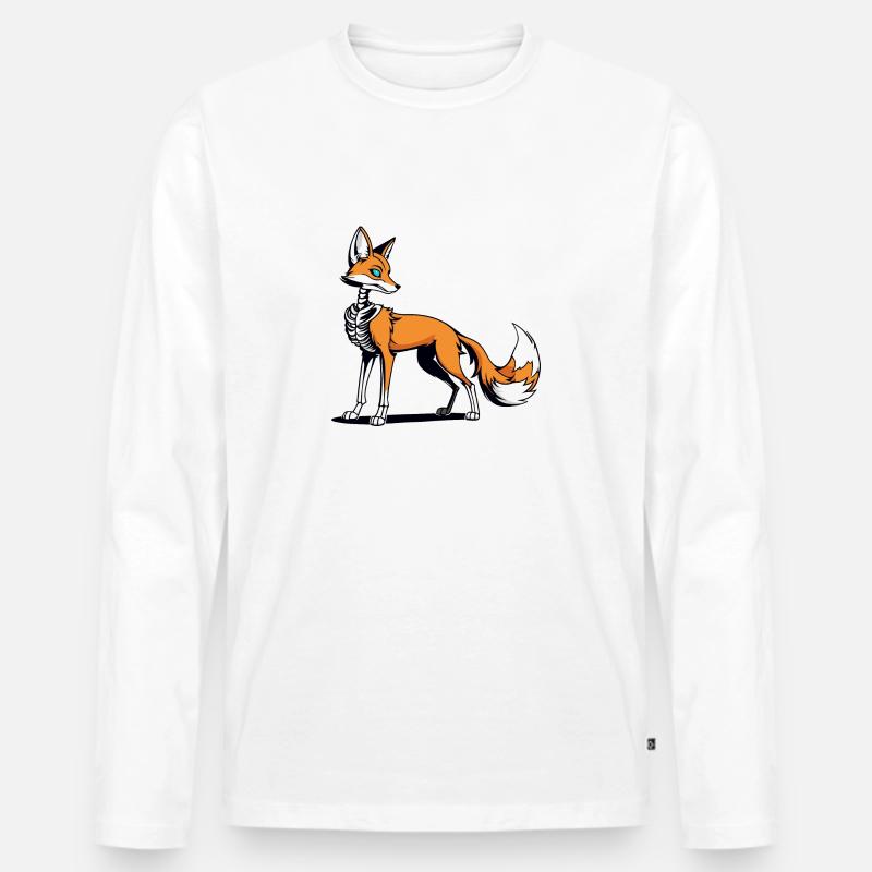 Fuchs Skelett Illustration - Männer Premium Bio Langarmshirt - Weiß