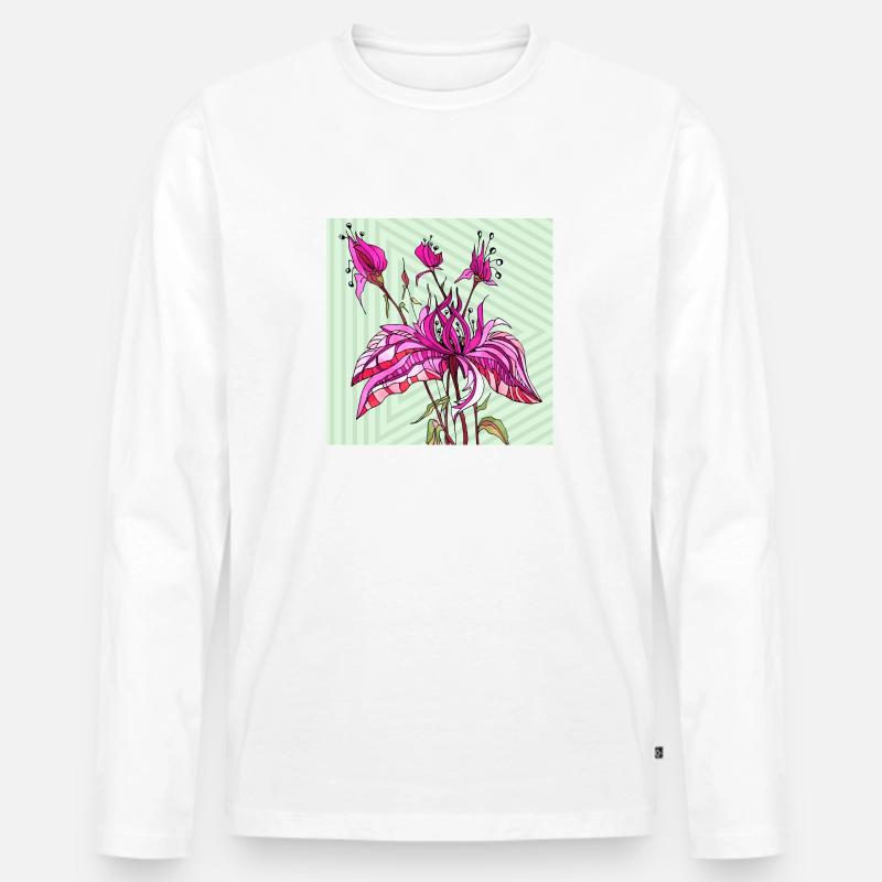 Blumen - Männer Premium Bio Langarmshirt - Weiß