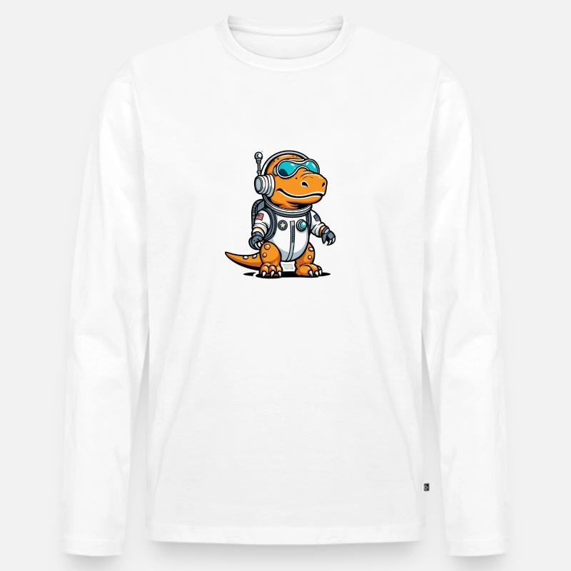 Dinosaurier Astronaut Illustration - Männer Premium Bio Langarmshirt - Weiß