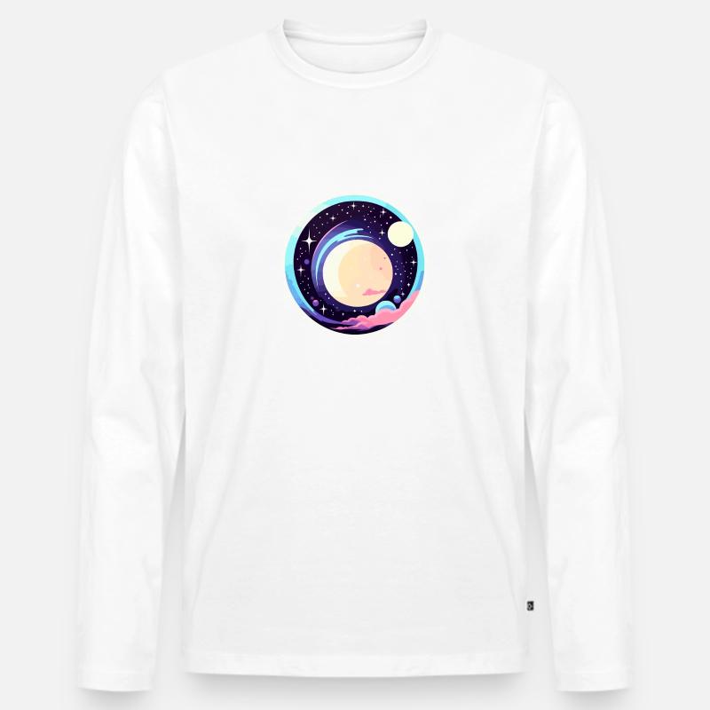 Mond Landschaft Illustration - Männer Premium Bio Langarmshirt - Weiß
