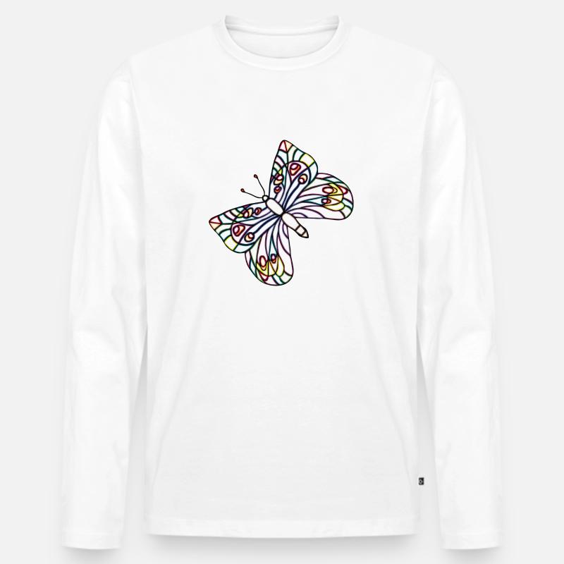 Schmetterling - Männer Premium Bio Langarmshirt - Weiß