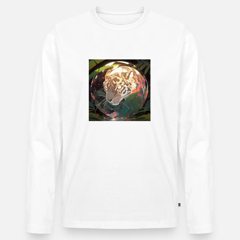 Schöne Katze - Männer Premium Bio Langarmshirt - Weiß