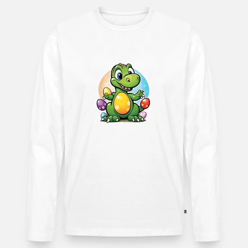Dinosaurier Ostereier Ostern - Männer Premium Bio Langarmshirt - Weiß