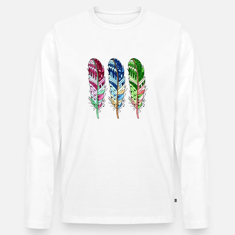 Feder - Männer Premium Bio Langarmshirt - Weiß