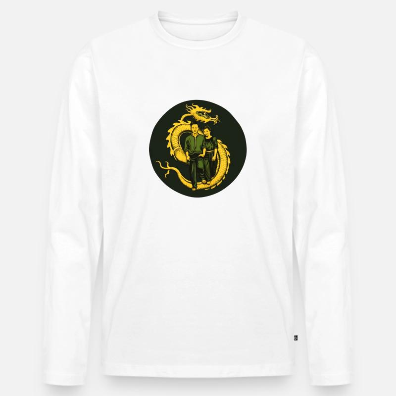 Der Drachengang - Männer Premium Bio Langarmshirt - Weiß