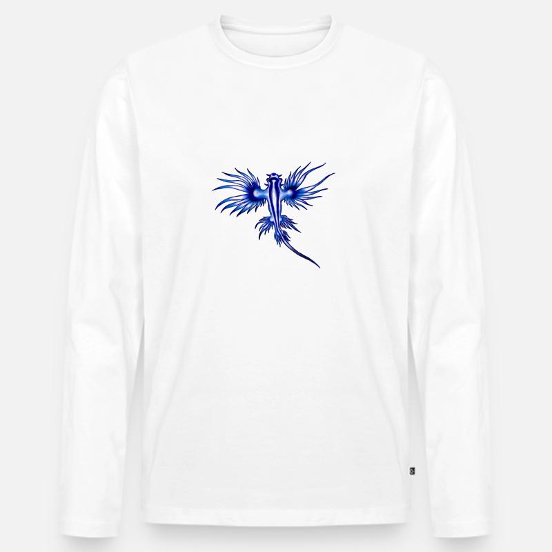 BLAUER DRACHE - Männer Premium Bio Langarmshirt - Weiß