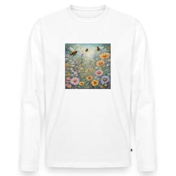 Magical garden with bees - Men's Premium Organic Long Sleeve Shirt - white - Front - Nico (187cm)