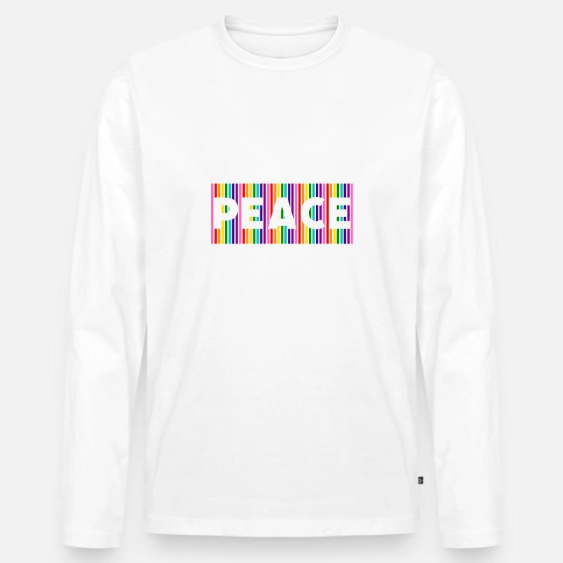 Pride Peace - Männer Premium Bio Langarmshirt - Weiß