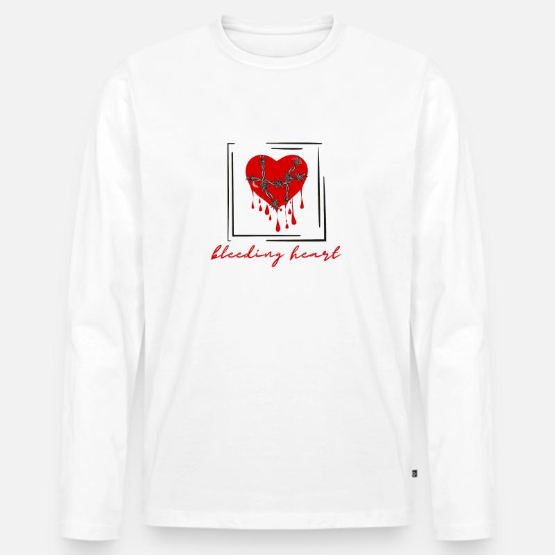bleeding heart - Männer Premium Bio Langarmshirt - Weiß