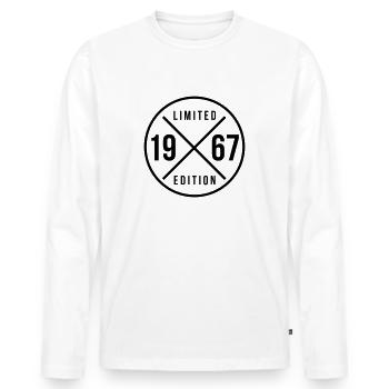 1967 Kreis 57. Geburtstag Farbwechsel - Männer Premium Bio Langarmshirt - Weiß - Vorne - Nico (187cm)