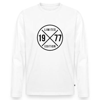 1977 cercle cadeau d’anniversaire changement de couleur - T-shirt manches longues Premium bio Homme - blanc - Devant - Nico (187cm)