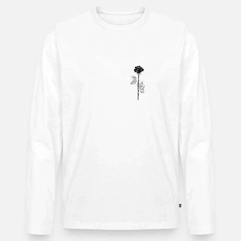 Schwarze Rose - Männer Premium Bio Langarmshirt - Weiß