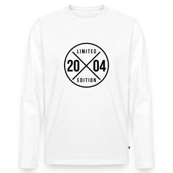 2004 Limited Edition Geburtstagsshirt - Männer Premium Bio Langarmshirt - Weiß - Vorne - Nico (187cm)