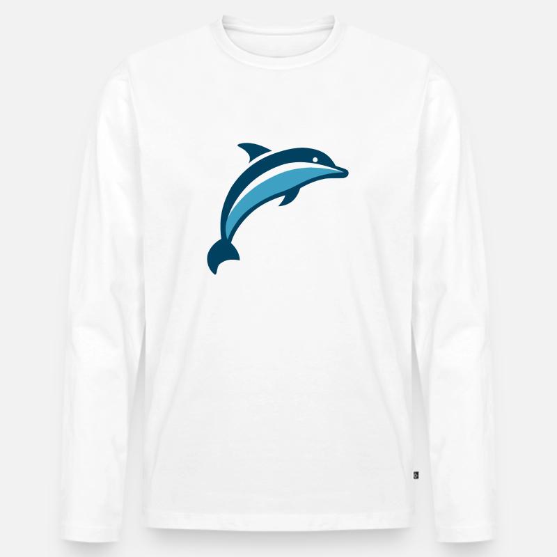 Delfin - Männer Premium Bio Langarmshirt - Weiß