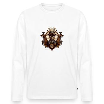 SteamPunk Reymond - Men's Premium Organic Long Sleeve Shirt - white - Front - Nico (187cm)