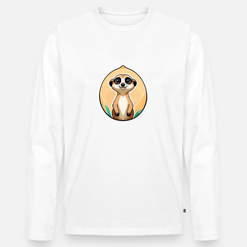 Erdmännchen Niedlich Illustration - Männer Premium Bio Langarmshirt - Weiß