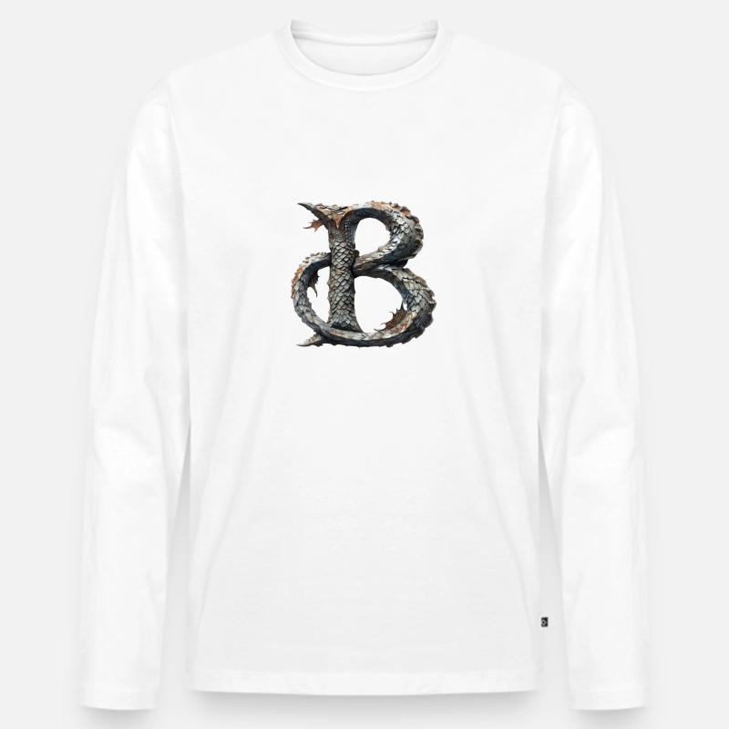 Buchstabe "B" im Drachendesign. - Männer Premium Bio Langarmshirt - Weiß