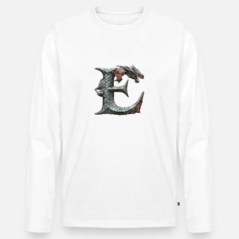 Buchstabe "E" im Drachendesign. - Männer Premium Bio Langarmshirt - Weiß