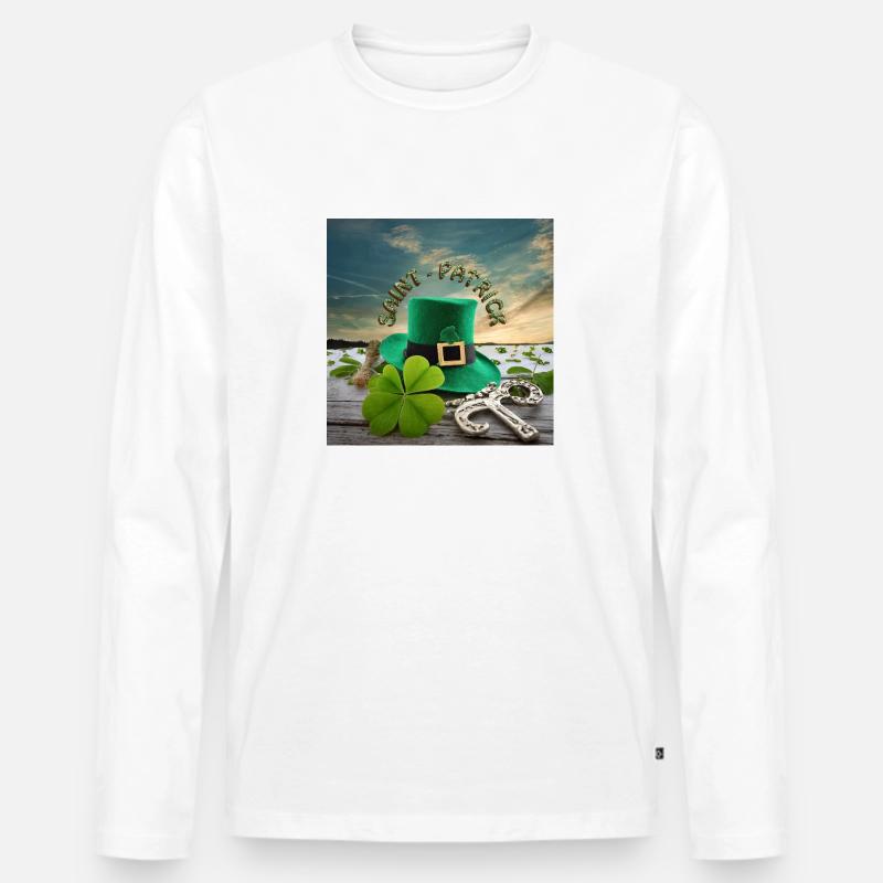 Sant Patrick - Männer Premium Bio Langarmshirt - Weiß