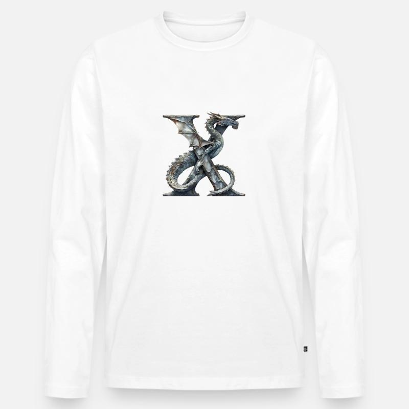 Buchstabe "X" im Drachendesign. - Männer Premium Bio Langarmshirt - Weiß