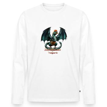BASILISCUS Evil DRAGON - Männer Premium Bio Langarmshirt - Weiß - Vorne - Nico (187cm)