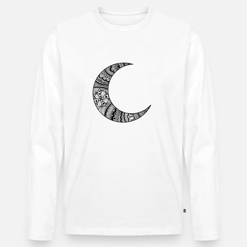 Silver Moon Mandala - Männer Premium Bio Langarmshirt - Weiß