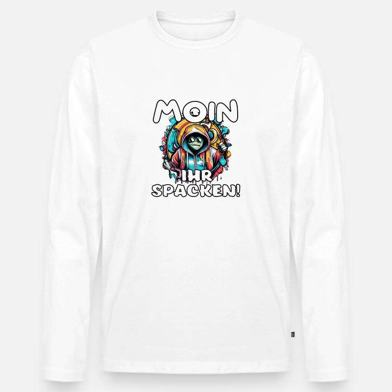 Moin ihr Spacken Norddeutsche Sprüche - Männer Premium Bio Langarmshirt - Weiß