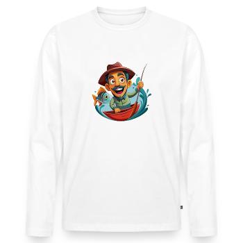 Born to fish - Männer Premium Bio Langarmshirt - Weiß - Vorne - Nico (187cm)
