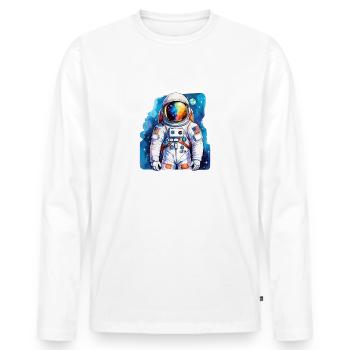 Aquarelle d’astronaute Aquarelle - T-shirt manches longues Premium bio Homme - blanc - Devant - Nico (187cm)