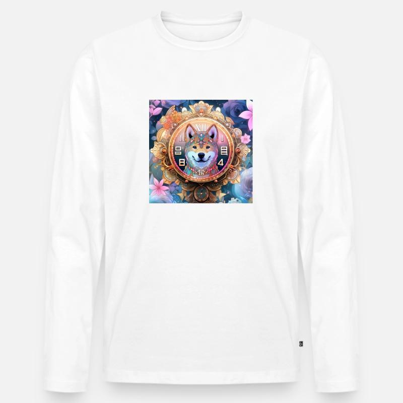 Der zeitliche Beobachter - Männer Premium Bio Langarmshirt - Weiß