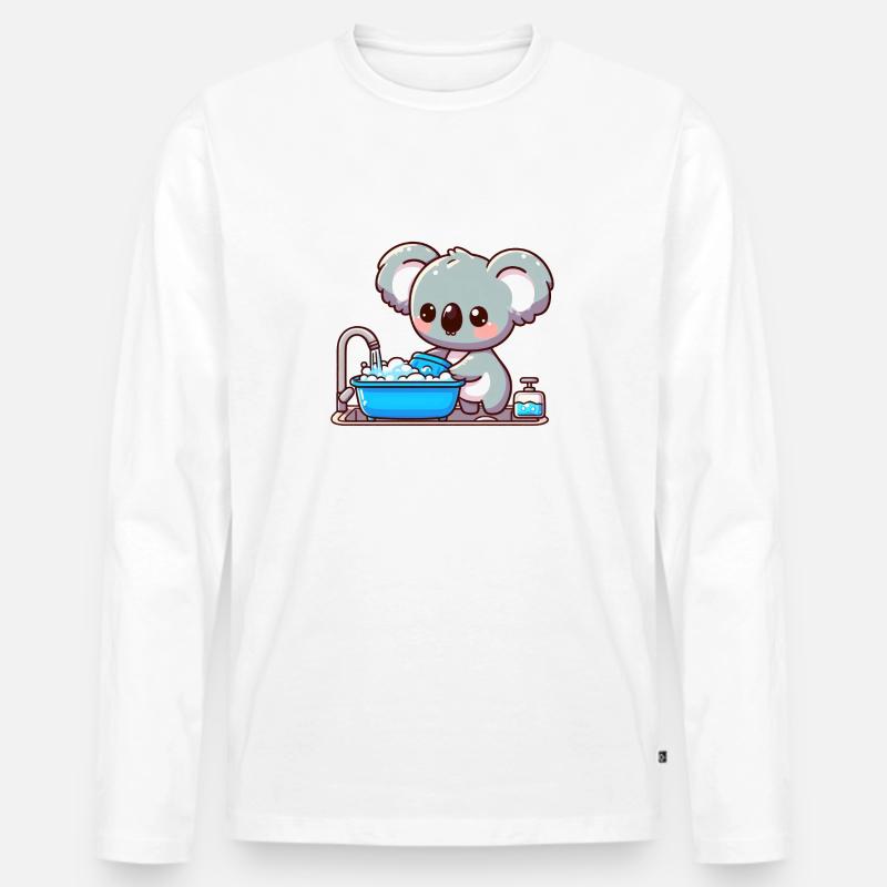 Süßer Koalabär freut sich - Männer Premium Bio Langarmshirt - Weiß